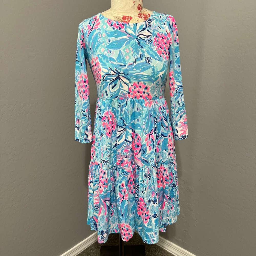 Lilly Pulitzer Size XXS Geanna Cotton Swing Dress Blue Pink Pineapples